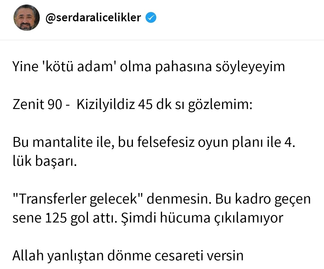 Serdar Ali Çelikler'in paylaşımı.