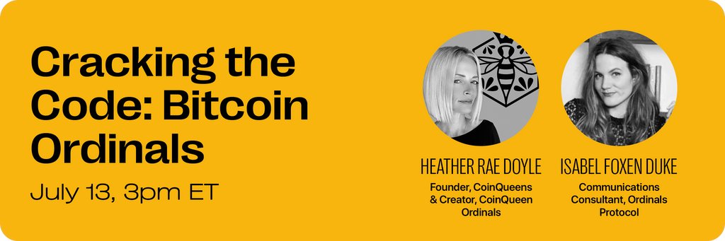 👩‍💻 How do Bitcoin ordinals contribute to the scarcity and collectability factors of NFTs?

Join us tomorrow at 3pm ET as we discuss Bitcoin ordinals with <a href="/web3heather/">Heather</a> &amp; <a href="/isabelfoxenduke/">Isabel Foxen Duke⚡️</a>.

x.com/i/spaces/1lPKq…