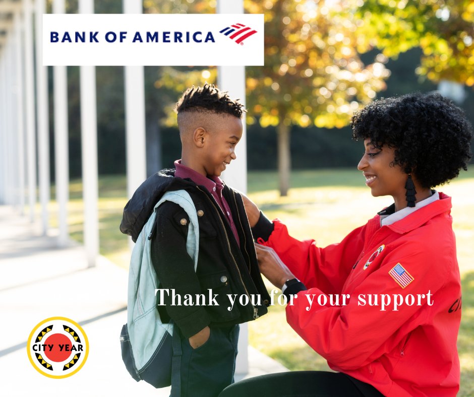 City Year Columbia is truly grateful for the very generous donation from #bankofAmerica ! Donations such as this = massive IMPACT! Bank of America has been such a wonderful partner to City Year Columbia for many years and we appreciate their continued support! #thankyou