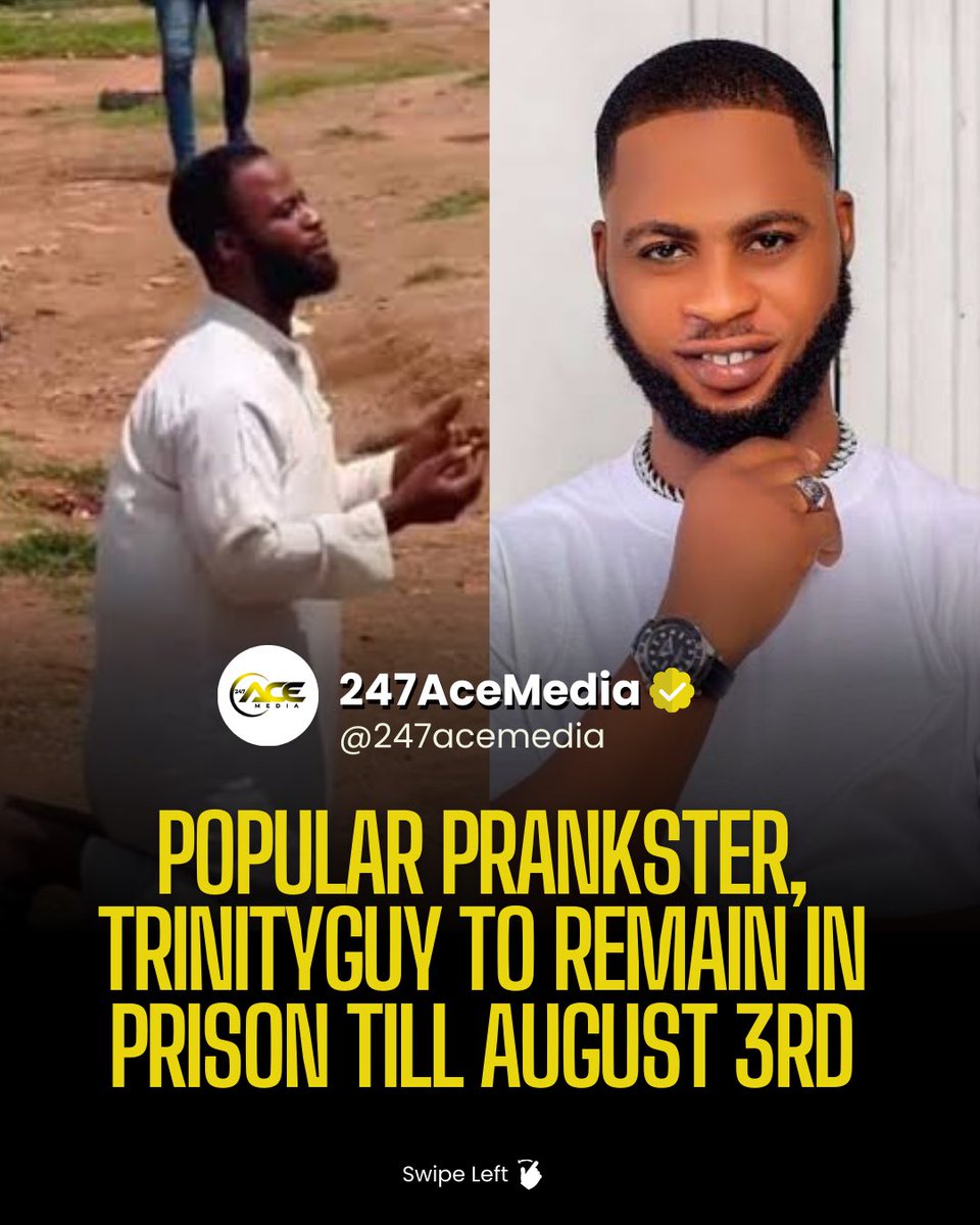 247acemedia's tweet image. Hearing of trial of popular Nigerian, Prankster Trinityguy, Moruff Abdulahi Adisa have been Adjourned till November 3rd.

He appeared before the Iyaganku Magistrate court over on Monday Juns 26, over allegation of sexualising a minor in his viral skit video. #Trinityguy