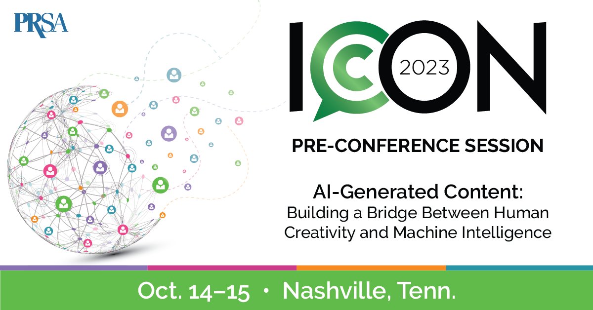 PRSA's tweet photo. ๐ข Register now and secure your spot for this cutting-edge ICON 2023 pre-conference session. Let's unlock the true potential of AI in PR and strategic communications! #AIContentGeneration #EmbracingTheFuture. Learn more: https://t.co/4JuGZoWrLY https://t.co/23bOLOsxs9