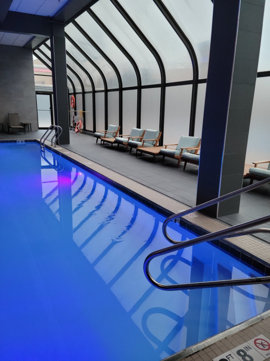 No need to worry about sunburn during your stay! Enjoy a swim in our indoor heated pool while experiencing city views. 🏙️

📸: Brian A.