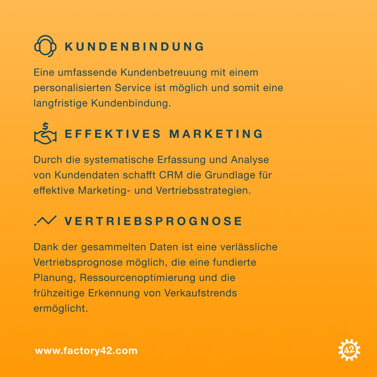 𝗗𝗮𝘀 𝘀𝗶𝗻𝗱 𝗱𝗶𝗲 𝟯 𝘄𝗶𝗰𝗵𝘁𝗶𝗴𝘀𝘁𝗲𝗻 𝗩𝗼𝗿𝘁𝗲𝗶𝗹𝗲 𝗲𝗶𝗻𝗲𝘀 𝗼𝗽𝘁𝗶𝗺𝗮𝗹𝗲𝗻 𝗖𝗥𝗠-𝗦𝘆𝘀𝘁𝗲𝗺𝘀

Ein optimal umgesetztes CRM-System ist von großer Bedeutung für eine verlässliche Vertriebsprognose und bietet drei wichtige Vorteile für Unternehmen:

Kundenbin
