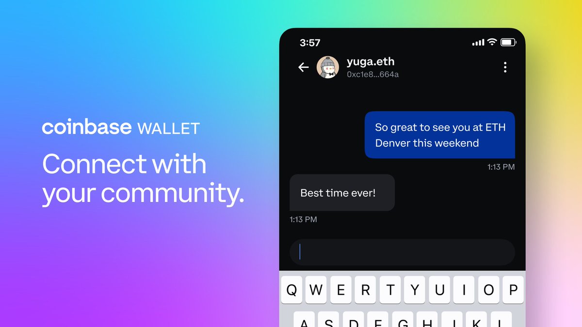 Say hello to messaging on Coinbase Wallet 👋 Introducing a new way to  connect with your community. Now you own your chats as well as your crypto.  Powered by @xmtp_. Compatible with @