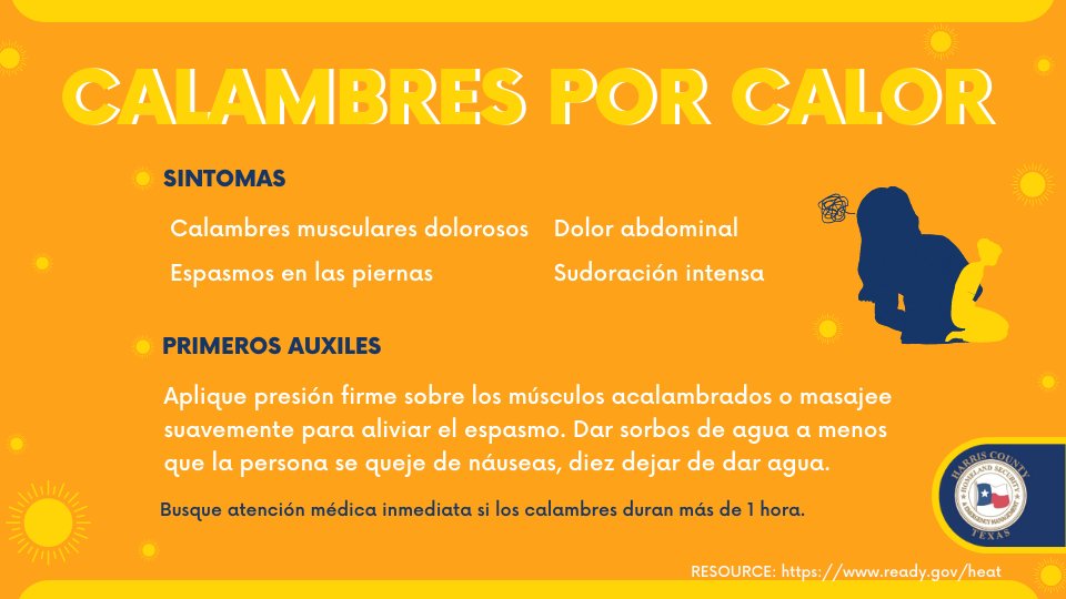 ReadyHarris's tweet photo. Si está al aire libre, la exposición prolongada al calor extremo puede causar muchas enfermedades diferentes relacionadas con el calor, como los calambres por calor. ¡Estos son los síntomas a tener en cuenta y algunos consejos sobre cómo responder!
#vencerelcalor #elcalor https://t.co/5q7z5RaZLl