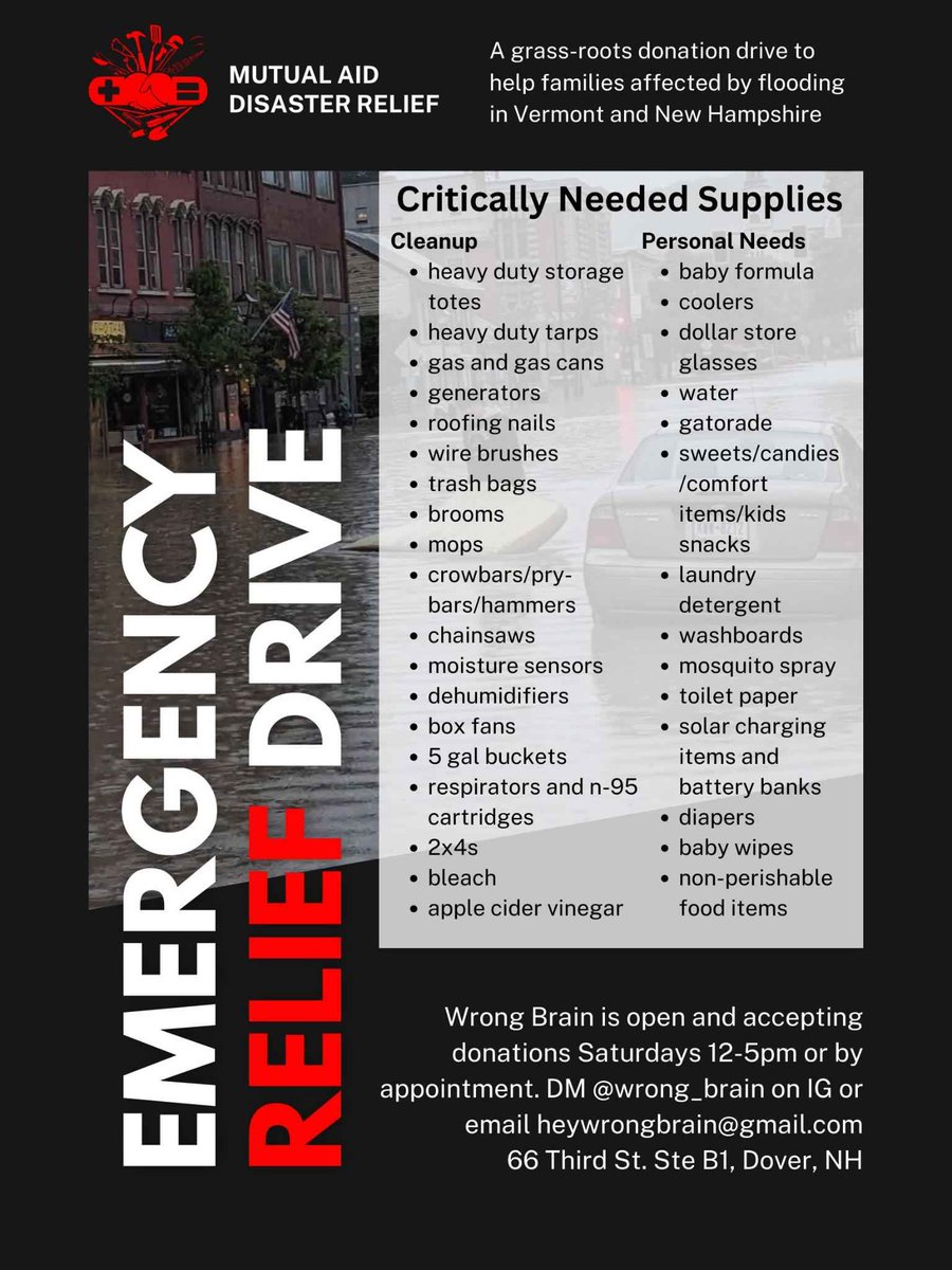 nhmarf's tweet photo. Hey folks, climate disaster has struck again. We are coordinating solidarity efforts with https://t.co/FFeNMs4yc8 to help people in the northeast that have had their homes damaged by the recent flooding. Please share this graphic with your circles! https://t.co/hmWZl9Q43P