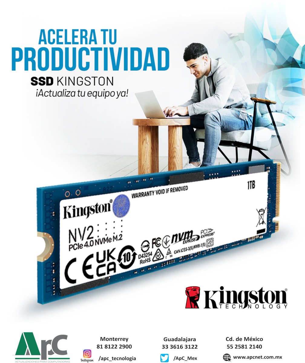 ApC_Mex's tweet photo. Kingston NV2 PCIe 4.0 NVMe SSD Rendimiento eficiente para portátiles y sistemas más delgados https://t.co/L3QwJoDZtd