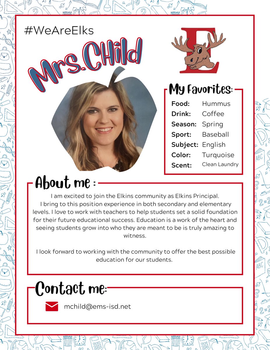 EESPRIDE's tweet image. Elkins Elementary is excited to welcome Ms. Child, our new Principal, and Ms. Cockrell, our new Assistant Principal to the Elkins community. Lookout for details on our Popsicles with the Principals and Teacher Reveal Event coming up on August 3rd from 4:00-5:30!
#weareelks