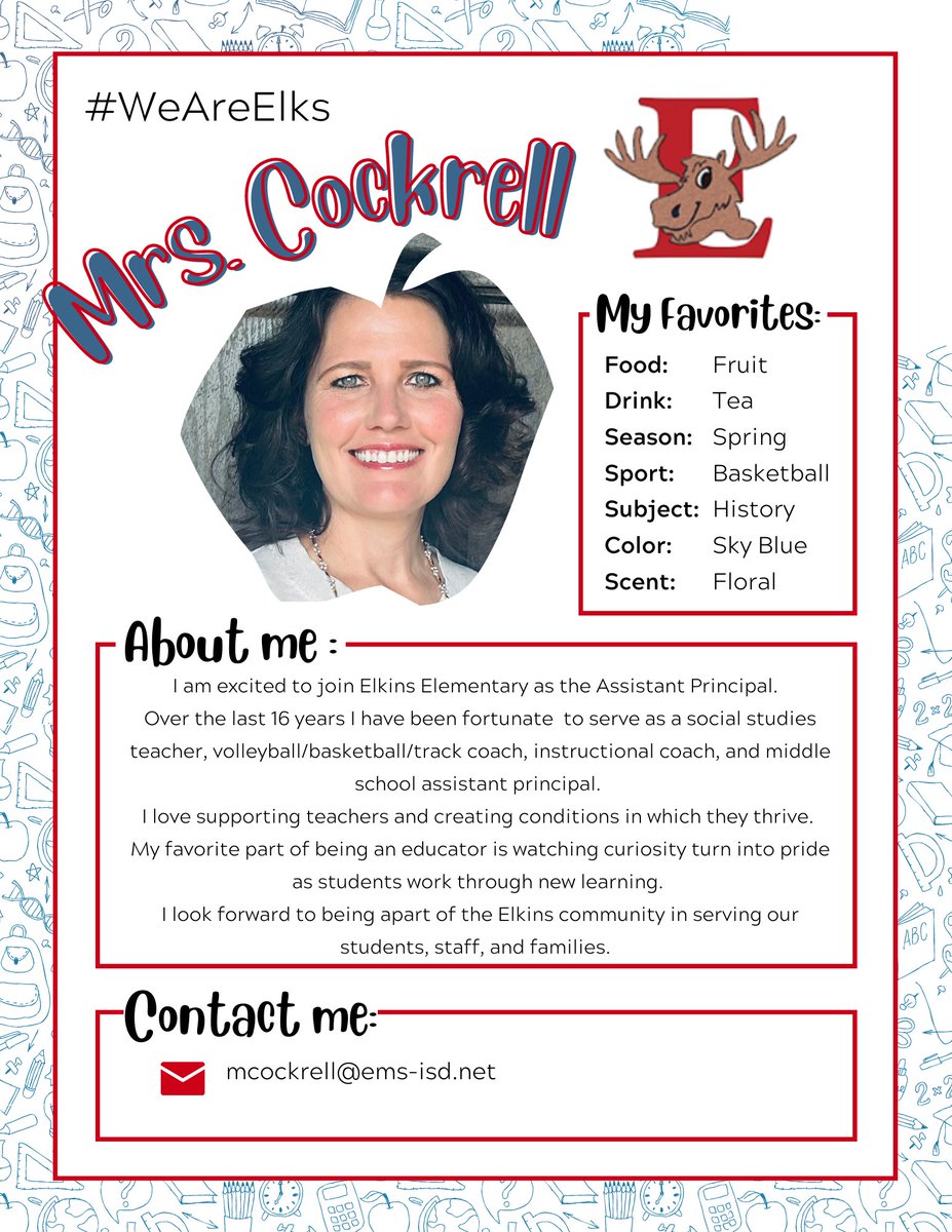 EESPRIDE's tweet image. Elkins Elementary is excited to welcome Ms. Child, our new Principal, and Ms. Cockrell, our new Assistant Principal to the Elkins community. Lookout for details on our Popsicles with the Principals and Teacher Reveal Event coming up on August 3rd from 4:00-5:30!
#weareelks