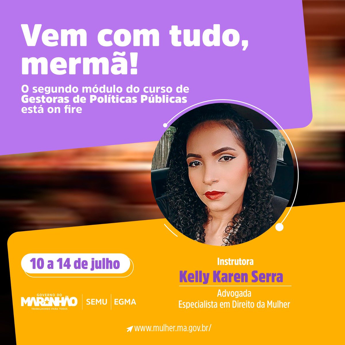 Mermã, o segundo módulo do curso de Gestoras de Políticas Públicas, com a maravilhosa advogada criminalista Kelly Karen, já está rolando, tá ligada?!

E sabe o melhor? Tá tudo será online e ao vivo por videoconferência. 

#PolíticasPúblicas #KellyKaren