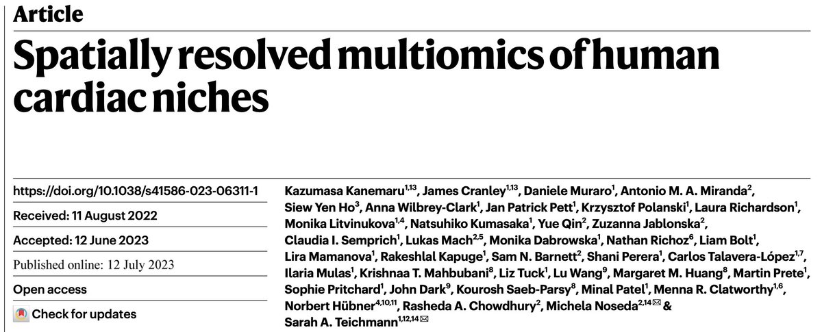 Very pleased and proud to see our work out in @Nature nature.com/articles/s4158… Also great to be at #HCA2023GM Toronto with @kazukane as it goes live! @humancellatlas The preprint tweetorial lays out the key findings in detail, but here are the headlines... 1/n
