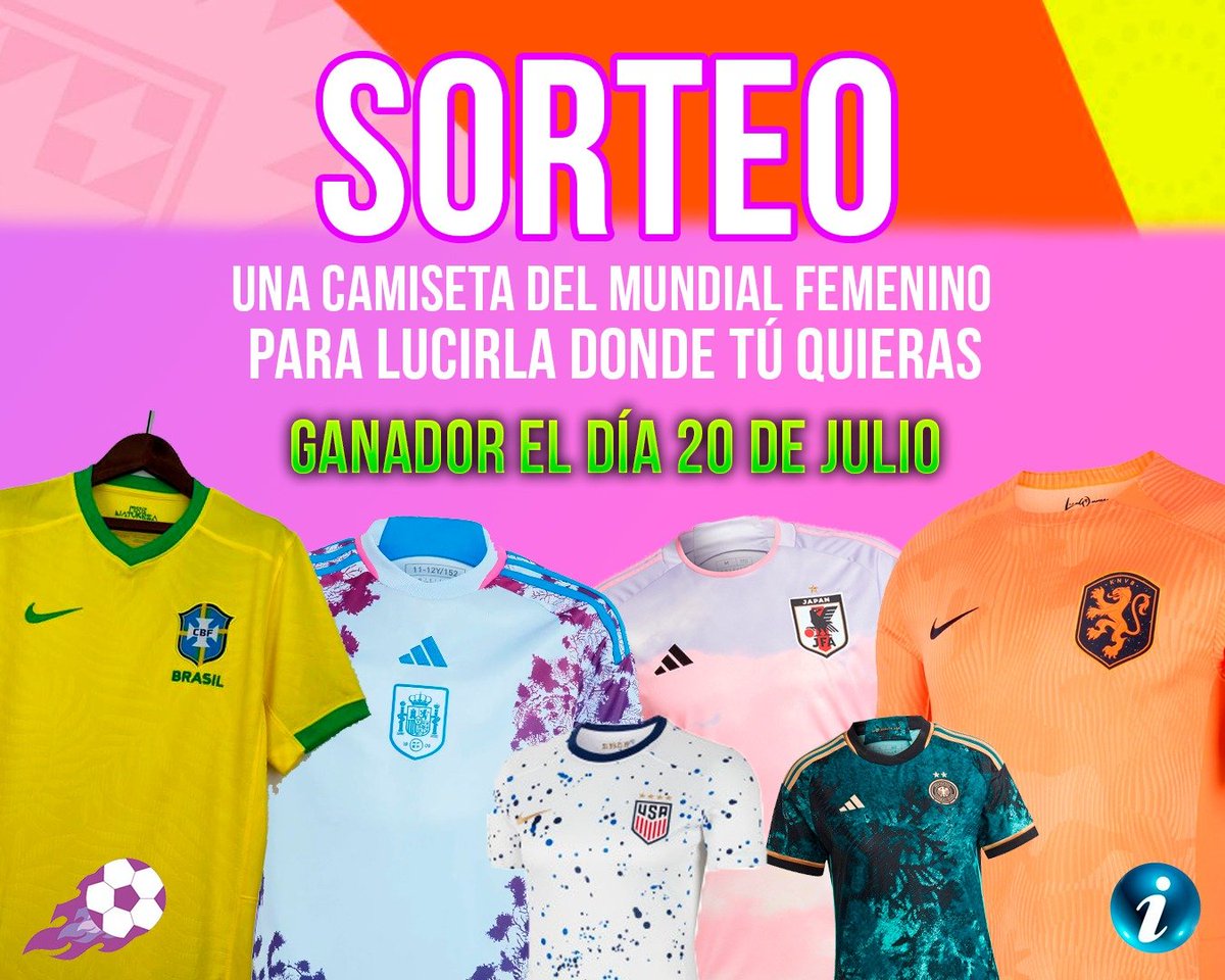 Erafutbolfem's tweet photo. 🌟SORTEO INTERNACIONAL

🤝 De la mano de @Ctinfo_17, podéis ganar una CAMISETA de cualquier selección del MUNDIAL AU-NZ 2023

-Sigue a @Erafutbolfem y @Ctinfo_17
-RT a este tweet
-Etiqueta a un amigo

🗓️ Tenéis hasta el 19 de julio. ¡Suerte! https://t.co/X5bNRh0a8F