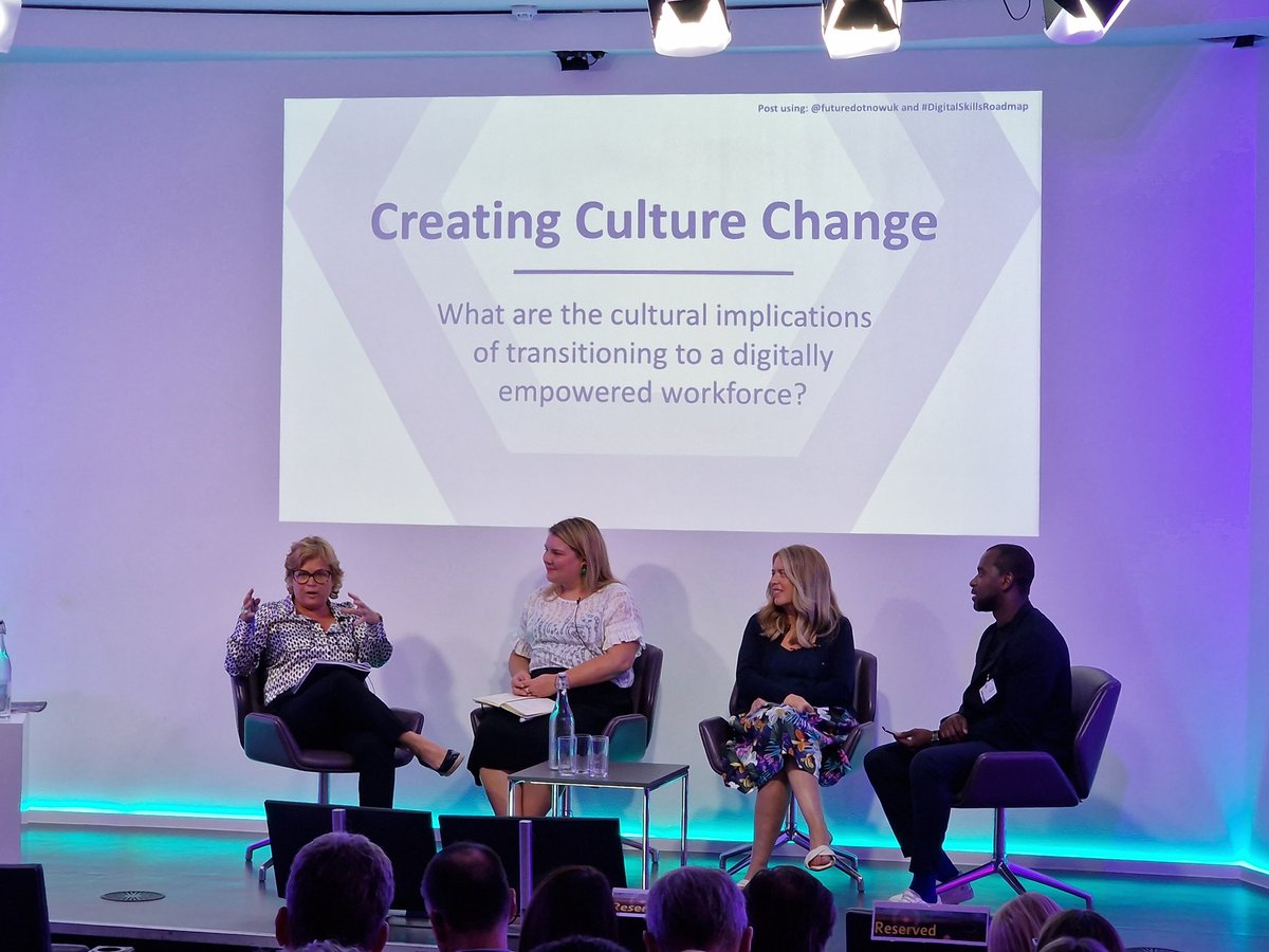<a href="/K_DonnellyCEO/">Kirstie Donnelly MBE</a> of <a href="/cityandguilds/">City & Guilds</a>, <a href="/Lis_Costa_/">Elisabeth Costa</a> of @B_I_Tweets, Anna Collins of @Digitaleagles, and <a href="/Goridigital/">Gori Yahaya 🇳🇬 🇬🇧</a> of @UpSkillDigital bring insights on how we make the cultural change around #digitalskills.