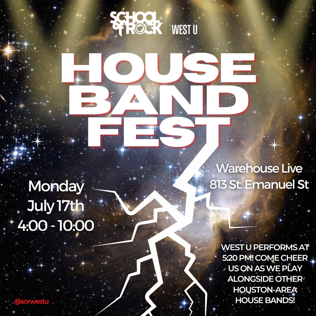 sorwestu's tweet photo. Come see our house band perform at 5:20 pm this Monday with other local house bands at Warehouse Live! This is a free event, so bring whoever you want and let's pack the place out! https://t.co/cLGkwNJABu