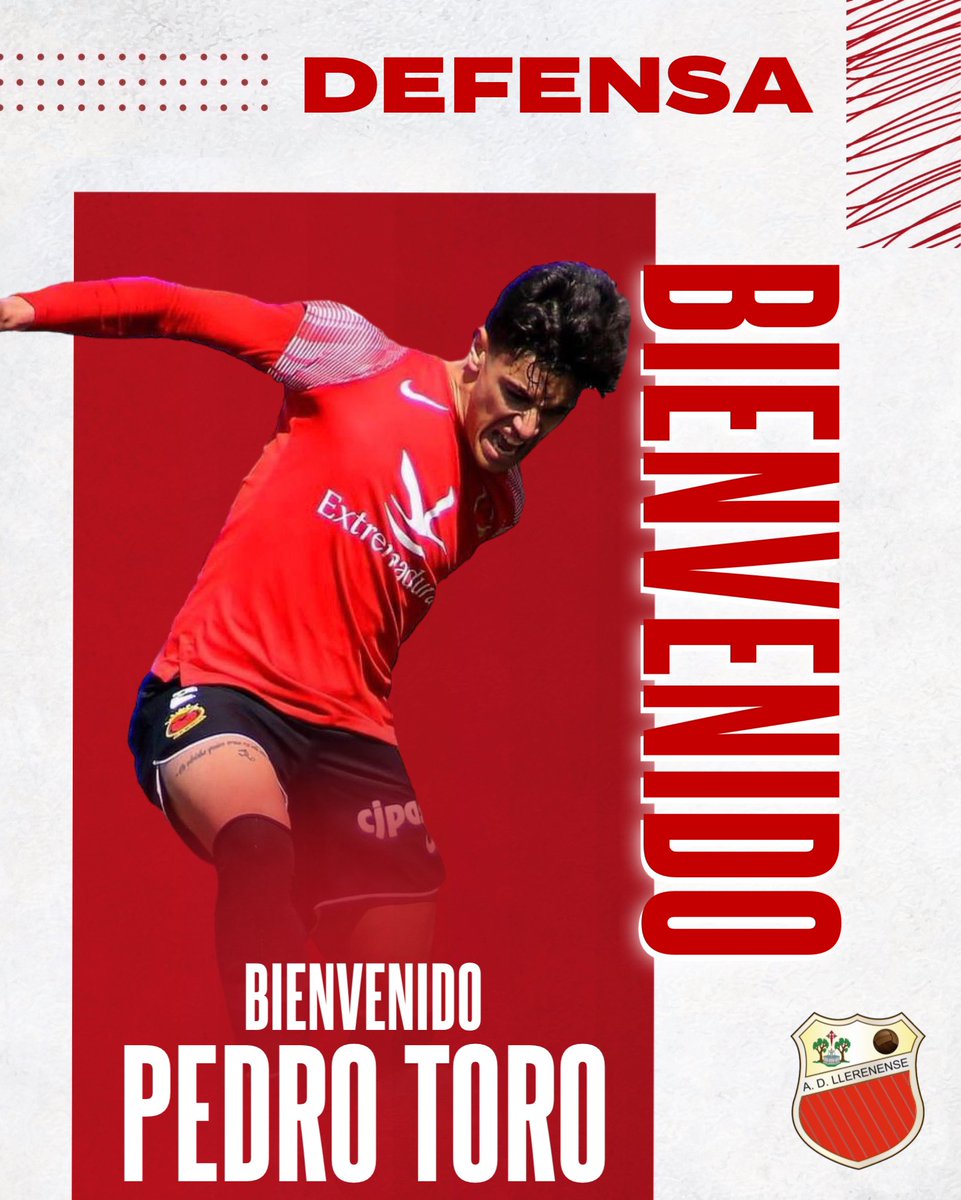 ✅ 𝐎𝐅𝐈𝐂𝐈𝐀𝐋 | 𝐅𝐈𝐂𝐇𝐀𝐉𝐄

✍️ Pedro Toro (<a href="/pedroct97/">Pedro Toro</a>) tercer fichaje, procedente del Montijo.

🏍️ Lateral derecho de gran recorrido, fue una pieza importante en su anterior equipo y viene con muchas ganas de defender estos colores.

🔴⚪️ #VamosLlerenense
