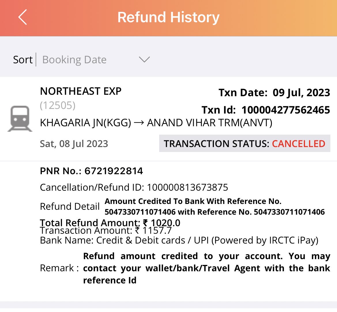 Rahul_kumarsing's tweet image. Dear sir 
I have not recived my refund amount  please sir send amount in my bank account @RailMadad @RailwaySeva @WesternRly @IRCTCofficial