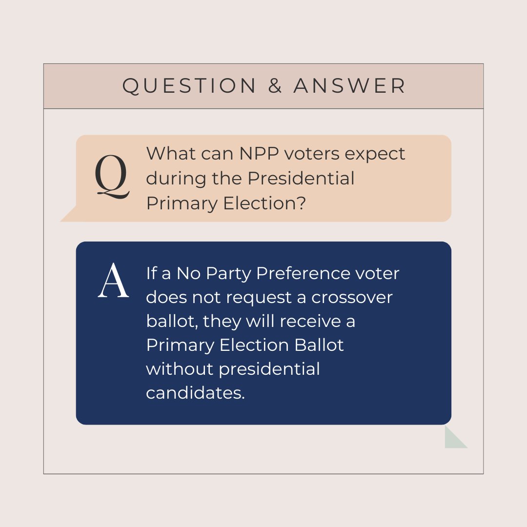 Today is New Conversation Day! Let’s talk about No Party Preference voters in the Presidential Primary Election. Swipe left to learn more or ask us questions in the comments! #sccvote #nationalconversation #registertovote