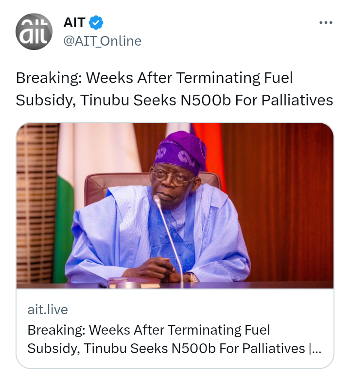 MuchTalksBlog1's tweet image. Is it not the Same Tinubu Government that said they had saved N400bn in 4 weeks from this same subsidy Removal, wants to borrow another N500bn?

Where's the N400bn they had saved?
Have they share it as they always do?🤣
•
•
Naira. Mason Mount. Weghorst.
 #MUNLEE. EFCC Chairman