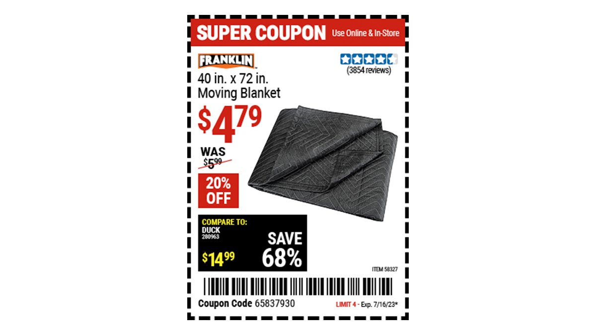 Harbor Freight on Twitter "Buy the FRANKLIN 40 in. x 72 in. Moving