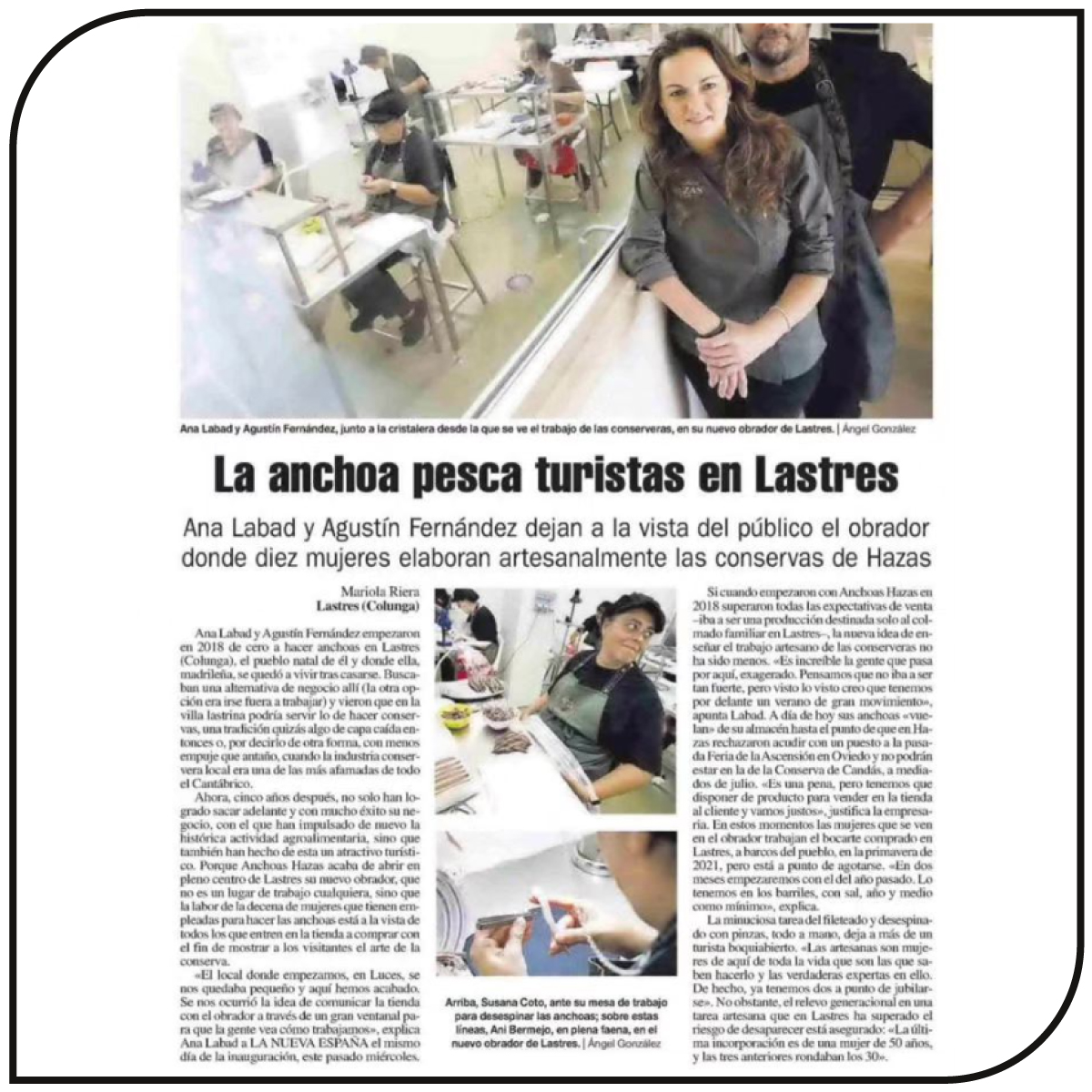 ¡Hemos pescado a la gente de <a href="/anchoashazas/">Anchoas Hazas</a> en la contraportada de <a href="/lanuevaespana/">La Nueva España</a>! 🙌
El equipo de este obrador ha compartido su historia en este artículo y por qué no decirlo, un poco de su #MonzaStyle también, porque hay que ver lo bien que lucen nuestro delantales 6419 y #06427