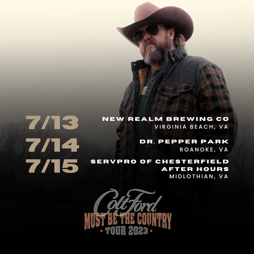 coltford's tweet photo. VIRIGNIA! I know Y'all know how to party.. let's do it this weekend at @newrealmbrewing, @DrPepperPark, and @AhChesterfield 😎 I'll see Y'all there on the #MustBeTheCountry Tour! https://t.co/uY4VARkUde