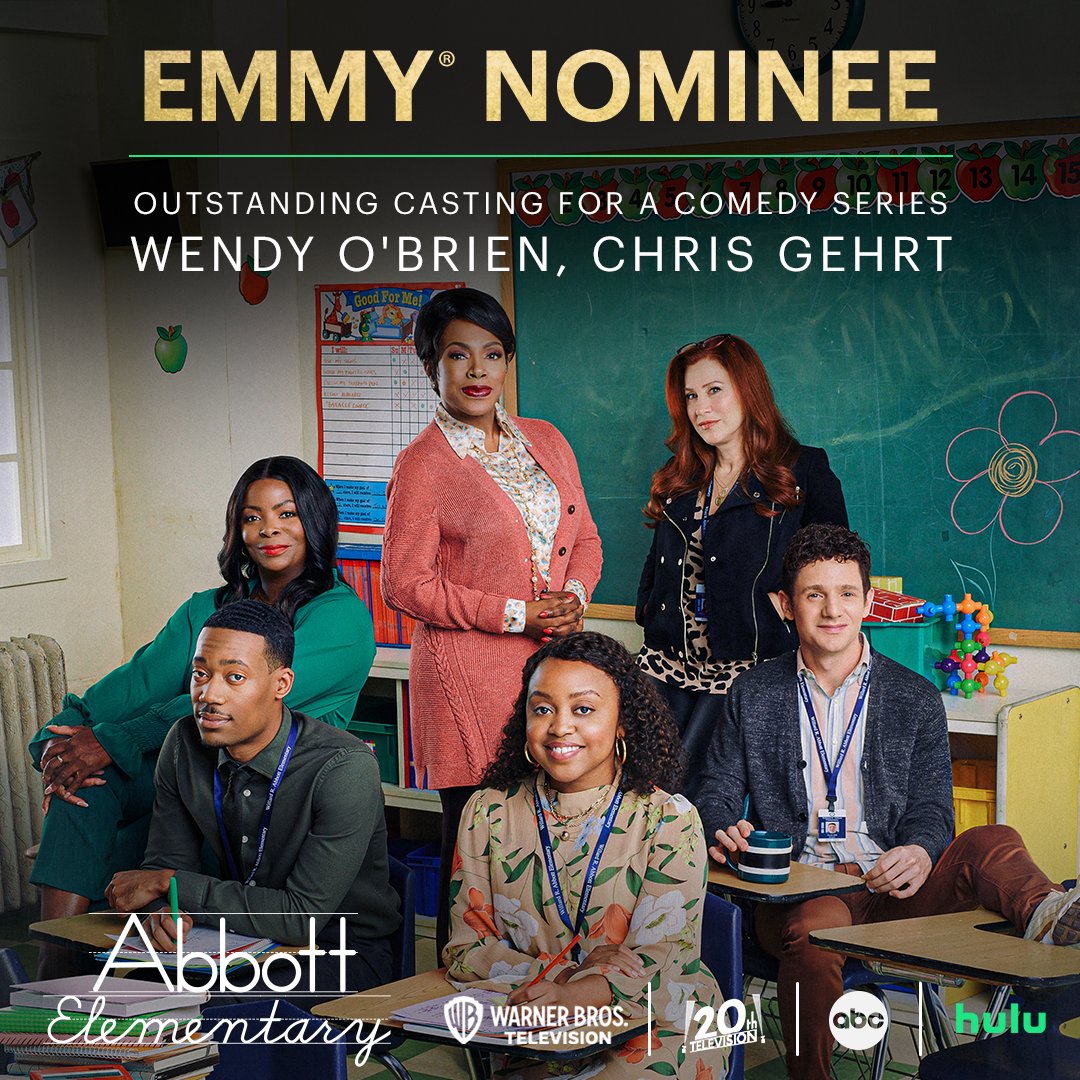 Congratulations to Wendy O'Brien and Chris Gehrt on the #Emmy Nomination for Outstanding Casting for a Comedy Series! #EmmyNoms #Emmys #AbbottElementary