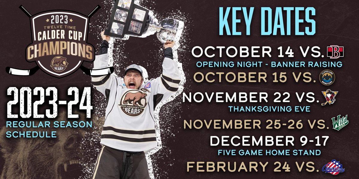 Hershey Bears on Twitter "The 202324 Hershey Bears schedule is out