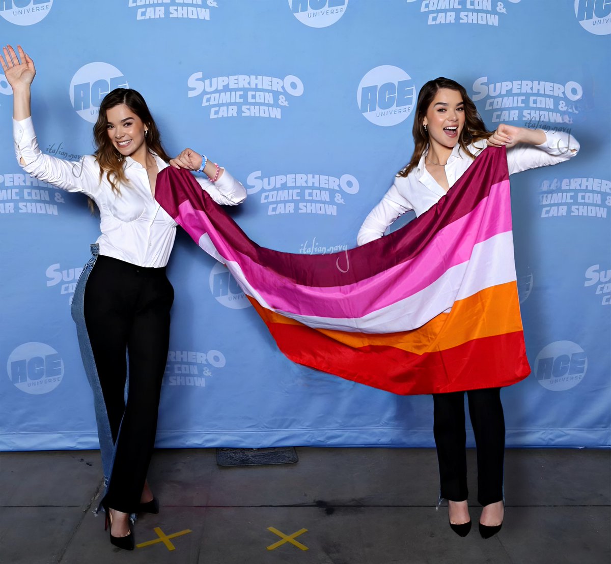 NavyItalian's tweet photo. 🥹 She's so beautiful ✨
Her smile is so warm 🫠💞
Our Emily Dickinson ❤️‍🔥 🏳️‍🌈

#HaileeSteinfeld #EmilyDickinson #lgbt #lgbtq🌈 #SuperHeroComicCon #pmxsuperhero https://t.co/8SMjzFWTe3