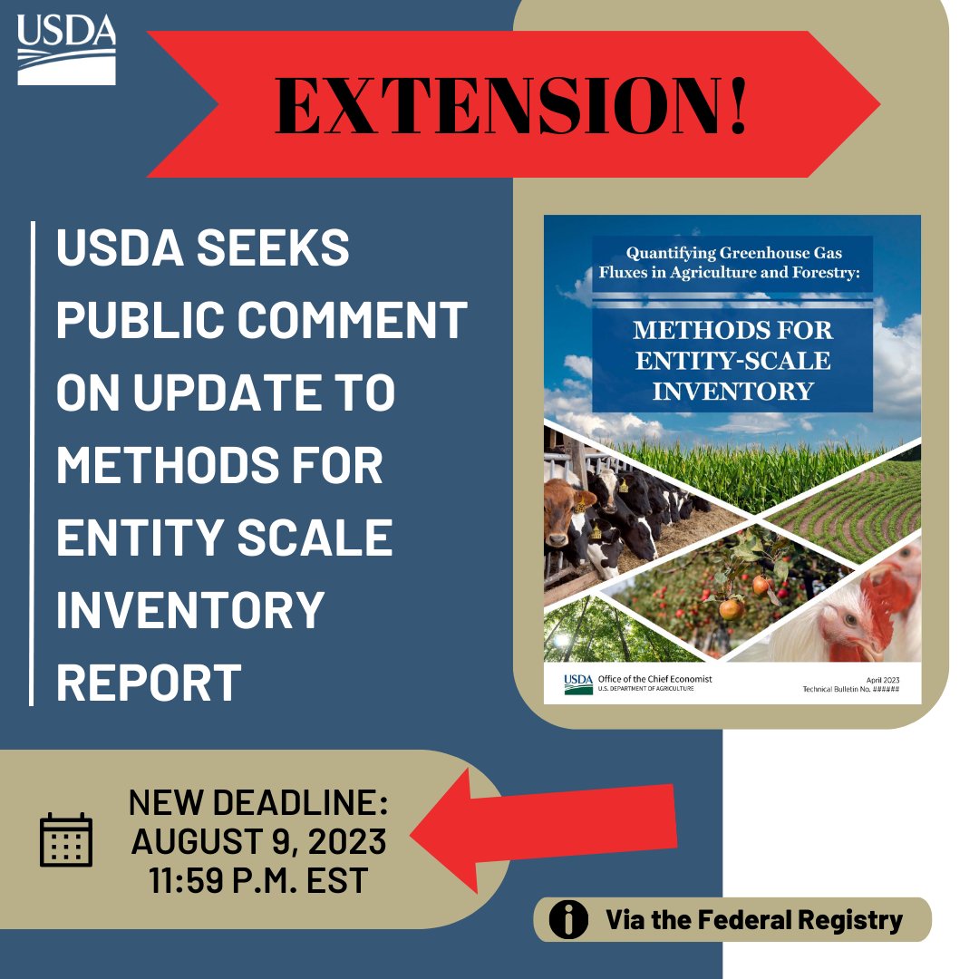 CometFarm's tweet photo. EXTENSION: the Federal Registry has reopened its request for public comment on the 2023 Technical Guidelines for Quantifying Greenhouse Gas (GHG) Fluxes in Agriculture and Forestry (aka the Blue Book), which originally closed on 7/11. They released a new URL for submissions (1/2) https://t.co/MgIi7Lq5KO