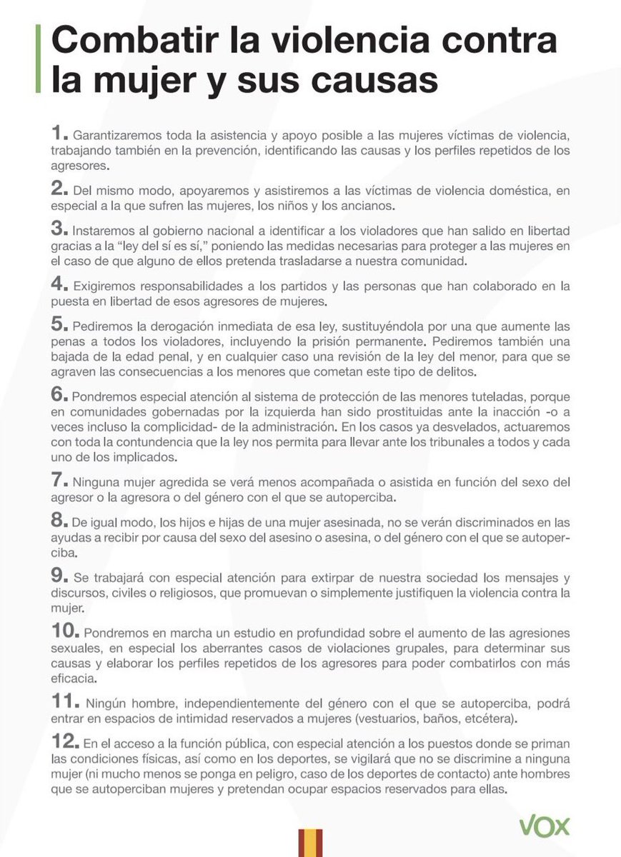 VOX comparte sus medidas para combatir la violencia contra la mujer: