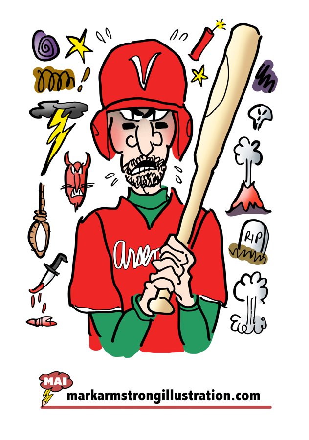 I once had occasion to illustrate a story about an Italian baseball team. 

Each player had a certain schtick. I created fake baseball cards for all of them.

Paolo was the left fielder who was always cursing. 

via <a href="/mrstrongarm/">Mark Armstrong</a> #storytelling #editorial #artist #illustration