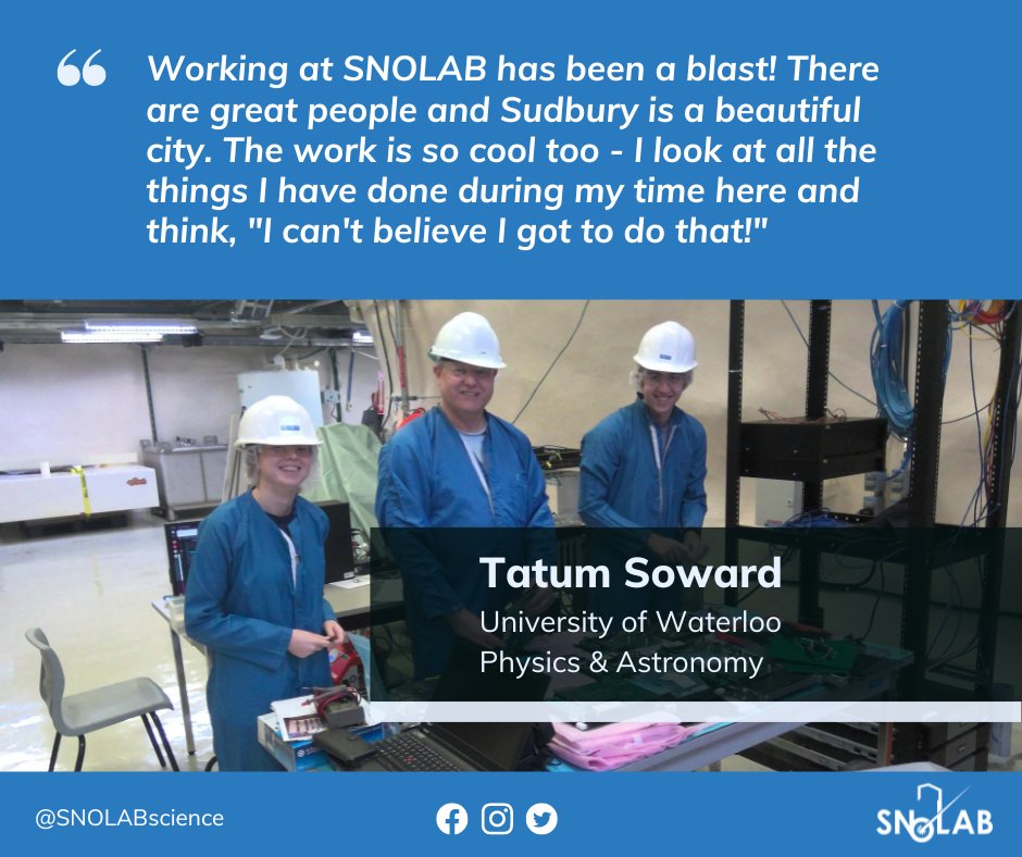 SNOLABscience's tweet photo. Tatum Soward is an undergraduate studying at the University of Waterloo. Tatum completed their third year of Physics and Astronomy before joining the #SNOLAB team to work on projects with our low background research group this summer. #WorkWithMeWednesday https://t.co/Sm4dqMqAwu