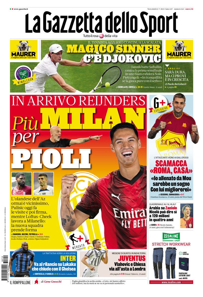 #Reijnders op de cover van #lagazzettadellosport !