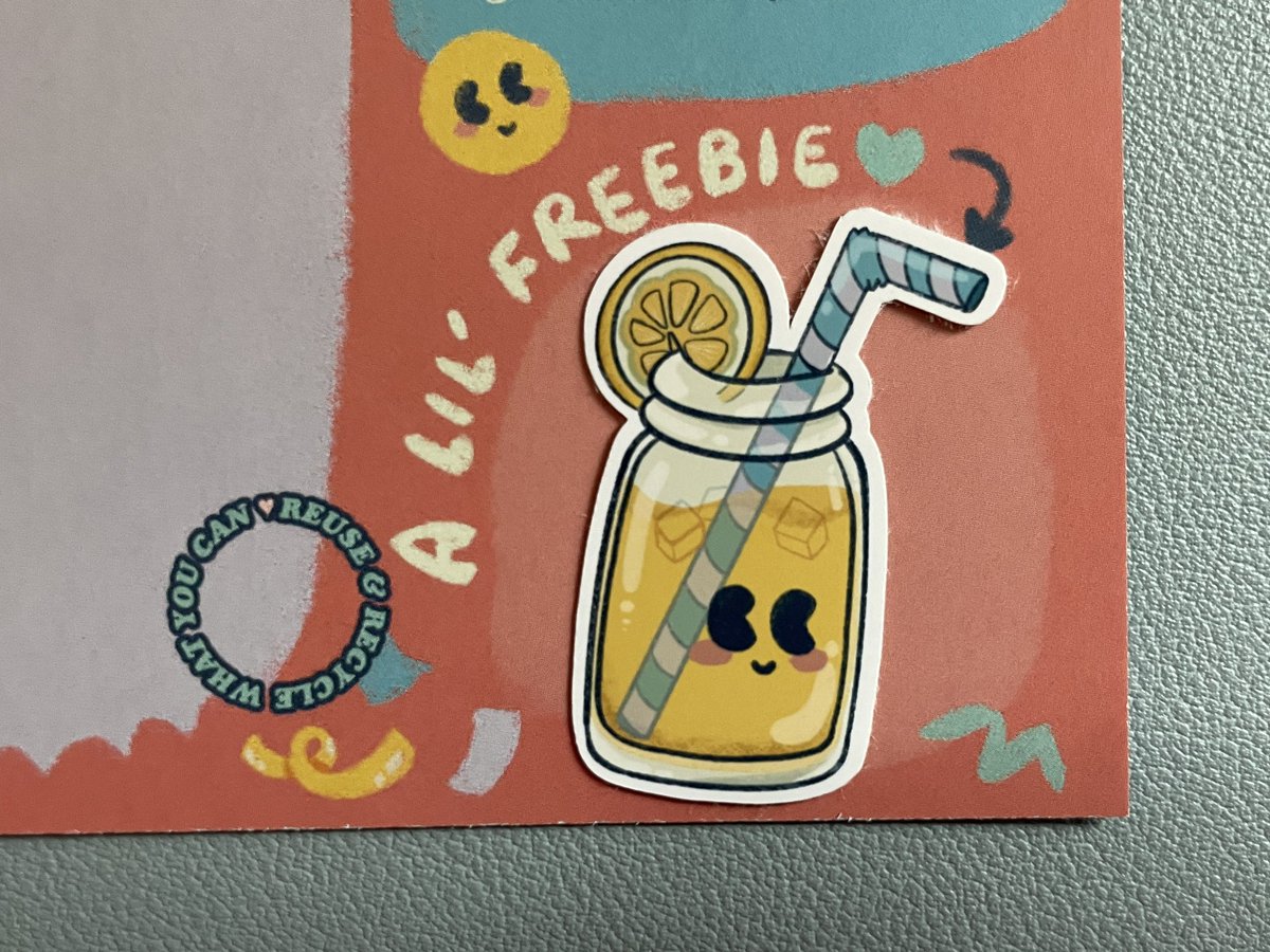 Each order includes a lil’ freebie! The freebie for this Summer is a little glass of lemonade. 🍋💙