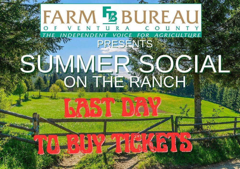 Today is the last day to buy tickets for the BBQ this Saturday! FBVC Summer Social on the Ranch!  Sponsored by @agwestfc and @seedlesslemons

July 15th: Gate opens at noon

Farm Bureau members $40