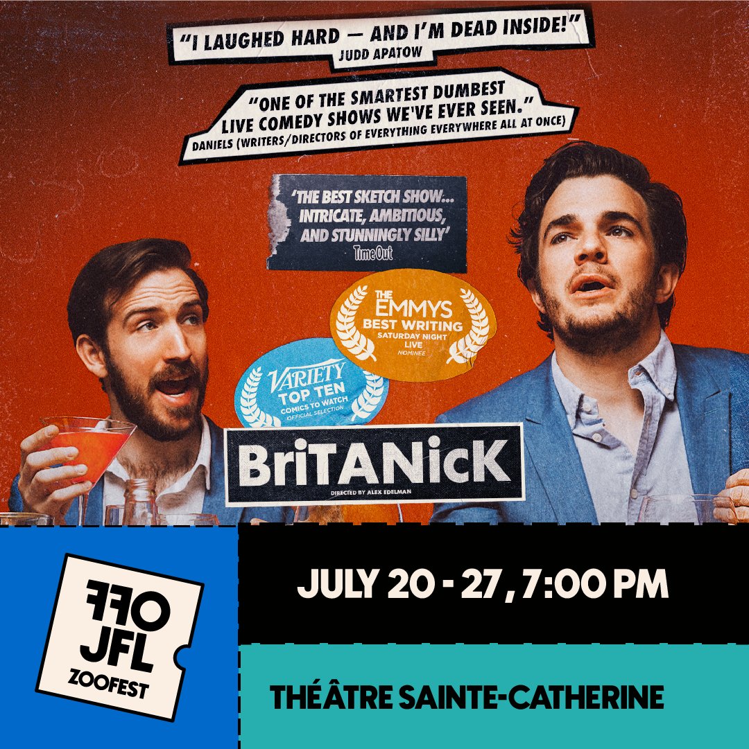 BriTANicK's tweet photo. Montreal! BriTANicK is performing at the @justforlaughs festival!

Doing a week of shows July 20th-27th! 

And then also the Eddie Izzard Gala with an INSANE lineup.

GET YOUR TICKETS!
https://t.co/yoAnJzLWgS https://t.co/iaPBXoweFa