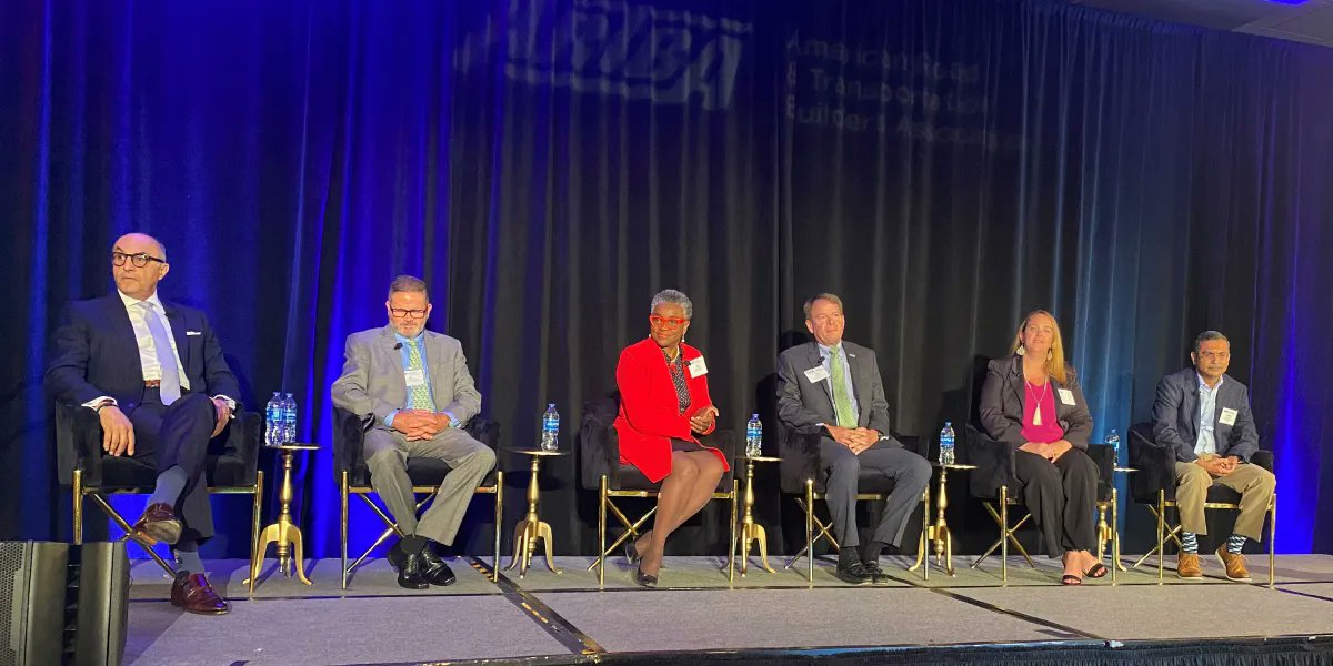 ARTBA's tweet photo. Panelists from @WrightBrosConst, @FluorCorp, @mcoconstruction, @FTBAInc, @CWMatthewsCont1, and @PlenaryAmericas provided ARTBA P3 conference attendees insight into contractors’ viewpoints on P3s during a lively session this morning. https://t.co/1WTltqBNvR