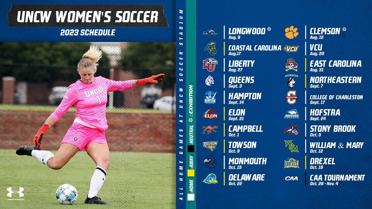 UNCWSoccer's tweet image. ⚽ The Seahawks are back this fall with a 17-game slate that includes NINE home games at UNCW Soccer Stadium plus two preseason friendlies.

Release 👉 bit.ly/3pEuY6T
Full Dates &amp;amp; Times 👉bit.ly/43hHUgA
Season Tickets 👉 bit.ly/3pTbw6a

#UNCW #CAASports
