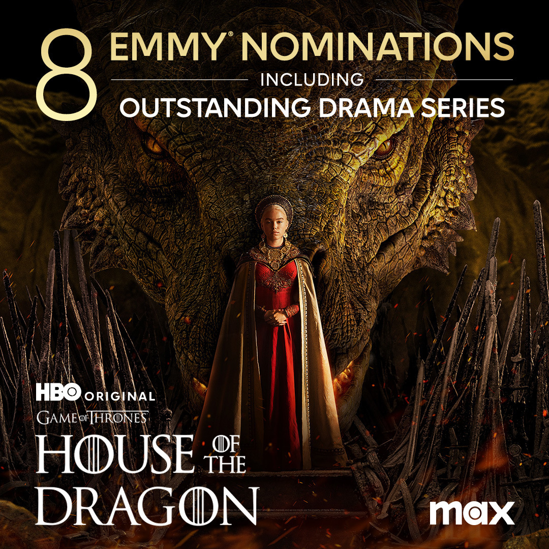 All the dragons roared as one. #HouseoftheDragon has been nominated for 8 #EmmyAwards, including Outstanding Drama Series.