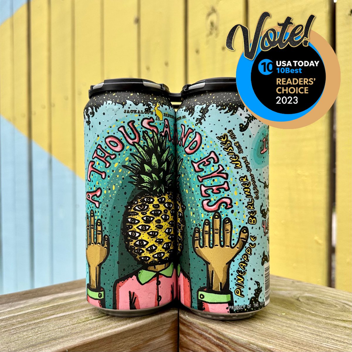 BIG NEWS! 🍻🍍 A Thousand Eyes has been nominated for Best Beer Label in USA Today’s <a href="/10Best/">USA TODAY 10Best</a> Readers’ Choice Awards and we need your vote! 🗳️

Vote for A Thousand Eyes ➡️ 10best.com/awards/travel/…

Share this with a Jackalope loving friend! ❤️ Voting ends Monday, July 24th.