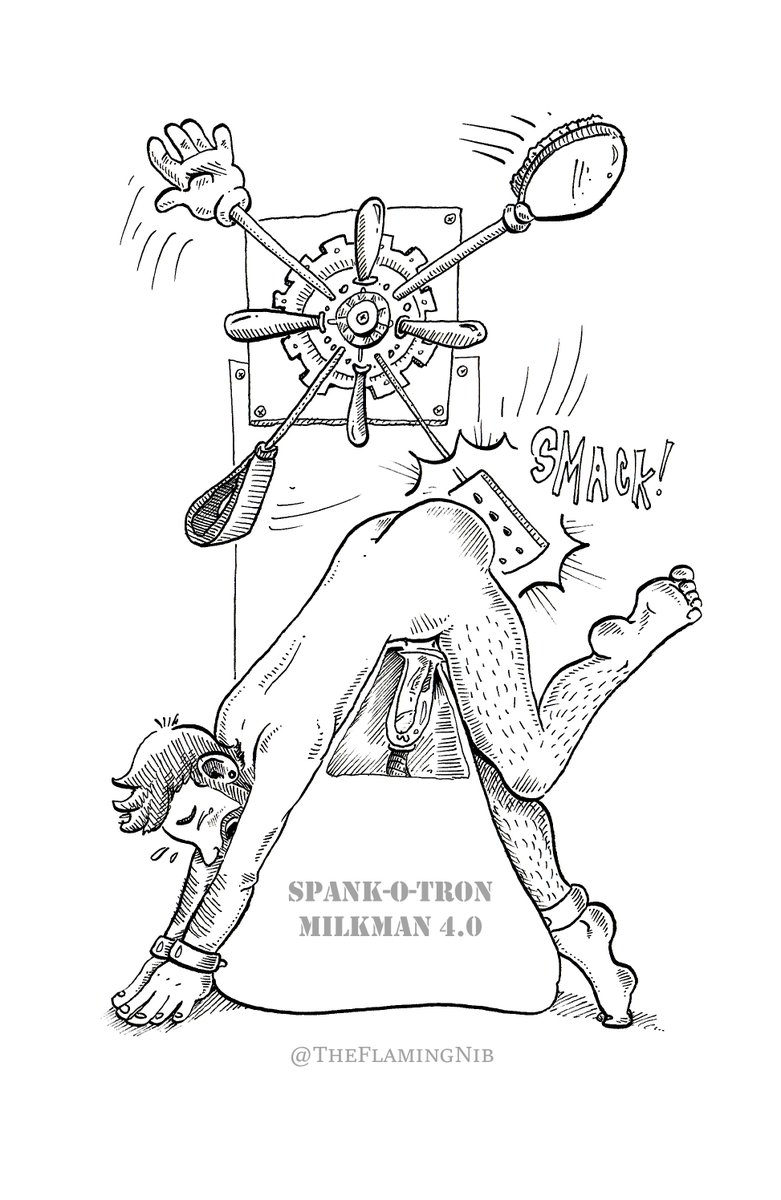 TheFlamingNib's tweet photo. "Naughty boys must learn their lesson!" the robotic voice intoned as each implement landed firmly on its prisoner's bright red bottom. To his horror, he realized that the wheel of spanking wouldn't stop until he was empty and the reservoir was full.
#Spanking #SpankArt #Milking https://t.co/Ikq59n7v8D