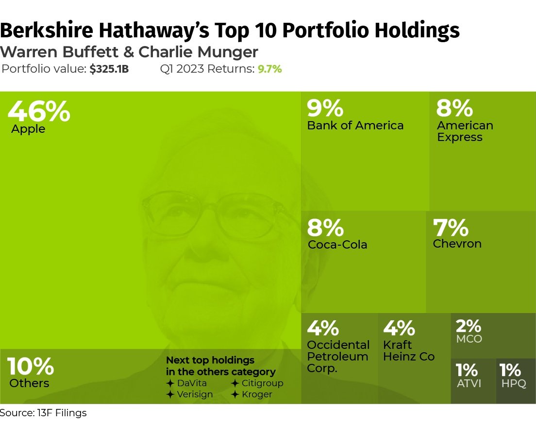 MarketRebels's tweet photo. Berkshire Hathaway's top portfolio holdings 

(Via @VisualCap) https://t.co/oZSWXjTXUZ