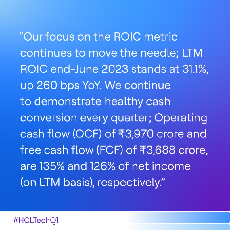 hcltech's tweet photo. Our Chief Financial Officer Prateek Aggarwal on our financial performance in Q1 FY24. Visit our Investor Relations page for more highlights from our #HCLTechQ1 results.
#SuperchargingProgress