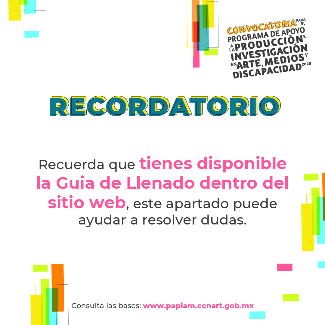 cmm_cenart's tweet photo. 🖊 Si quieres participar en la convocatoria de #PAPIAMD, tienes a tu disposición la Guía de llenado, que te brindará toda la información necesaria para ayudarte con tu postulación.
👉🏽 Revísala aquí: https://t.co/7VpWa0npI9 https://t.co/arlCNrCcoO