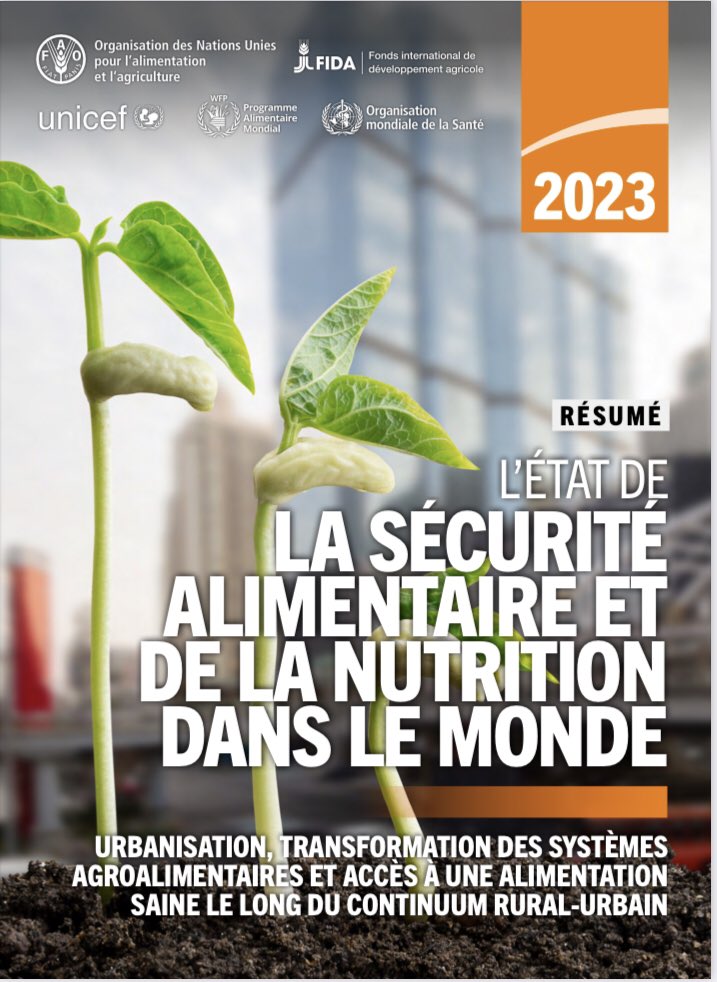 Selon le rapport #SOFI2023, la faim dans le 🌎 touche 9,2% de la population mondiale en 2022, contre 7,9% en 2019.

Soit 1⃣2⃣2⃣ M de personnes de plus qu’en 2019.

L'Afrique reste la région la + touchée avec 1⃣ personne sur 5️⃣ confrontée à la faim chronique.