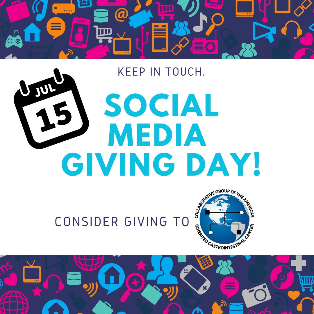 🚨Sat, July 15 is #SocialMediaGivingDay🚨 

✨Use YOUR social media for good &amp;🤝our efforts to be a resource for🧑‍🤝‍🧑&amp;🏢working to ELIMINATE hereditary, familial &amp; early-age onset GI cancers✨

🙏Donate tinyurl.com/bdfspmfc
🙏Buy Swag tinyurl.com/57c5kxx9

#HeredidaryGICancer