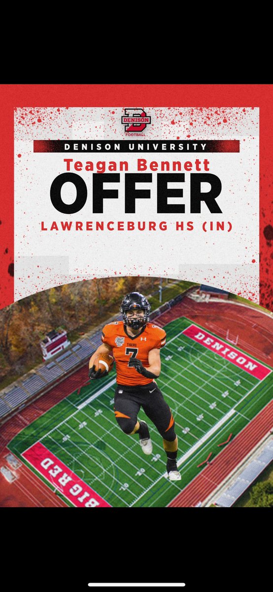 After a call with <a href="/coachhatem/">Jack Hatem</a>, I am grateful to receive my first offer from Denison University! 
<a href="/CoachKJarrett/">Kaleb Jarrett</a> <a href="/DUFootball/">Denison Football</a> <a href="/LBurgFootball/">Lawrenceburg Tiger Football</a> <a href="/lhstigercoach/">Ryan Knigga</a> <a href="/IndianaPreps/">Indiana Preps</a> <a href="/Bryan_Ault/">Bryan Ault - Midwest Scout</a> @PitViperMediaIN