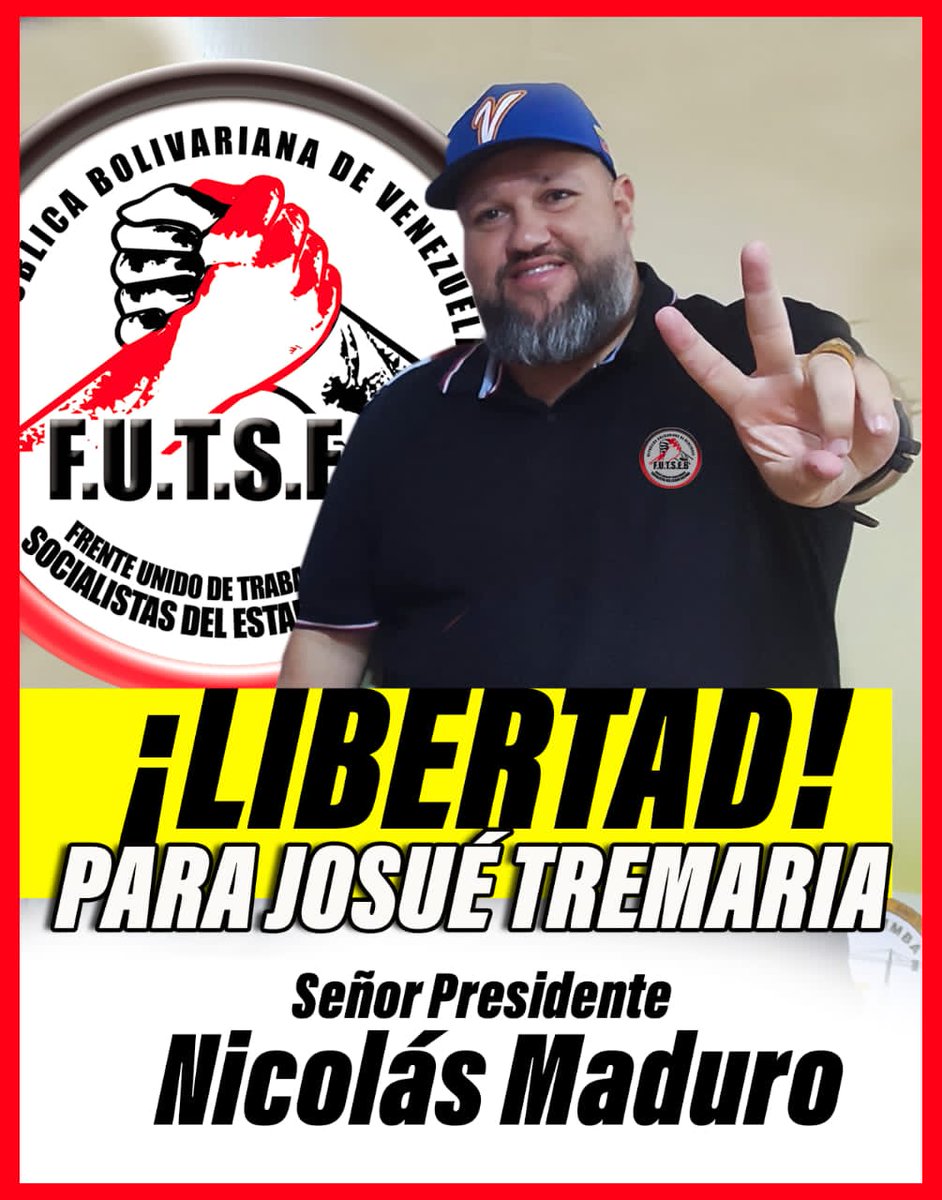 SutraBolivar's tweet photo. Libertad para Josué Tremaria 

@amarcanopsuv @NicolasMaduro @delcyrodriguezv 

#libertad #respaldo #apoyo #Union #construcción https://t.co/YcQlfGvshP