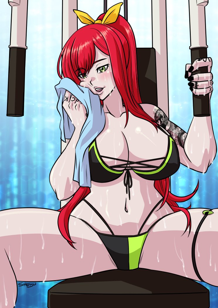ShadowEisu's tweet photo. A little summer workout for @EllyVtuber, in her bikini and getting really sweaty. 

She works out in the buff in Eisu's patreon, link in the reply below. https://t.co/6yNMgpQtex