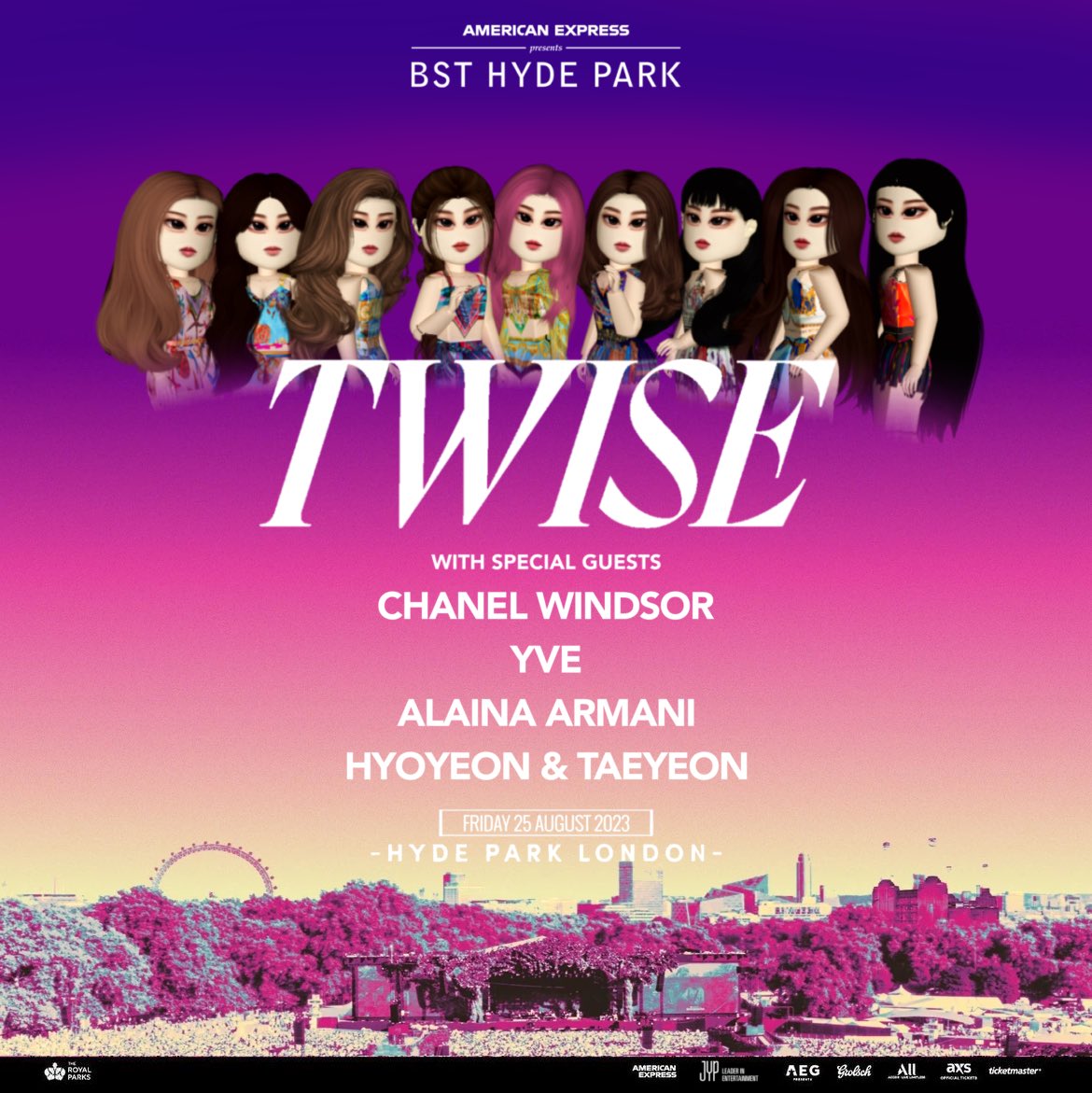 sweetenerevents's tweet photo. @twiserblx will make their UK festival debut this summer, and we’re so excited to share the incredible artists joining them! Welcoming Chanel Windsor, YVE, Alaina Armani, HYO &amp; Taeyeon. 💗 https://t.co/32r7gL19bE